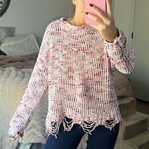 Rue21 Pink Distressed Knit Sweater